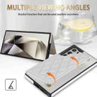 For Samsung Galaxy S25 Ultra 5G Rhombic Dual Buckle Card Slots Phone Case with Lanyard(White) - 3