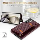 For Samsung Galaxy S25 Ultra 5G Rhombic Dual Buckle Card Slots Phone Case with Lanyard(Wine Red) - 3