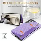 For Samsung Galaxy S24 Ultra 5G Rhombic Dual Buckle Card Slots Phone Case with Lanyard(Purple) - 3