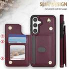 For Samsung Galaxy S24+ 5G Rhombic Dual Buckle Card Slots Phone Case with Lanyard(Wine Red) - 2