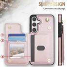 For Samsung Galaxy S24+ 5G Rhombic Dual Buckle Card Slots Phone Case with Lanyard(Rose Gold) - 2