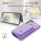 For Samsung Galaxy S24+ 5G Rhombic Dual Buckle Card Slots Phone Case with Lanyard(Purple) - 3