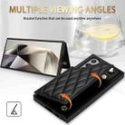 For Samsung Galaxy S23 Ultra 5G Rhombic Dual Buckle Card Slots Phone Case with Lanyard(Black) - 3