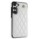 For Samsung Galaxy S23+ 5G Rhombic Dual Buckle Card Slots Phone Case with Lanyard(White) - 2