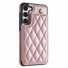 For Samsung Galaxy S23+ 5G Rhombic Dual Buckle Card Slots Phone Case with Lanyard(Rose Gold) - 2