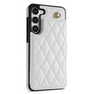 For Samsung Galaxy S23 5G Rhombic Dual Buckle Card Slots Phone Case with Lanyard(White) - 2
