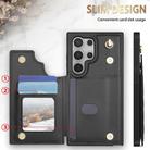 For Samsung Galaxy S22 Ultra 5G Rhombic Dual Buckle Card Slots Phone Case with Lanyard(Black) - 2