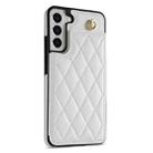 For Samsung Galaxy S22 5G Rhombic Dual Buckle Card Slots Phone Case with Lanyard(White) - 2