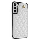 For Samsung Galaxy S21+ 5G Rhombic Dual Buckle Card Slots Phone Case with Lanyard(White) - 2