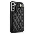 For Samsung Galaxy S21+ 5G Rhombic Dual Buckle Card Slots Phone Case with Lanyard(Black) - 2