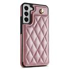 For Samsung Galaxy S21+ 5G Rhombic Dual Buckle Card Slots Phone Case with Lanyard(Rose Gold) - 2
