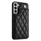For Samsung Galaxy S21 5G Rhombic Dual Buckle Card Slots Phone Case with Lanyard(Black) - 2