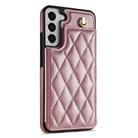 For Samsung Galaxy S21 5G Rhombic Dual Buckle Card Slots Phone Case with Lanyard(Rose Gold) - 2