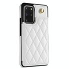 For Samsung Galaxy S20 FE 5G Rhombic Dual Buckle Card Slots Phone Case with Lanyard(White) - 2