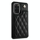 For Samsung Galaxy S20 FE 5G Rhombic Dual Buckle Card Slots Phone Case with Lanyard(Black) - 2
