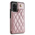 For Samsung Galaxy S20 FE 5G Rhombic Dual Buckle Card Slots Phone Case with Lanyard(Rose Gold) - 2