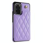 For Samsung Galaxy S20 FE 5G Rhombic Dual Buckle Card Slots Phone Case with Lanyard(Purple) - 2