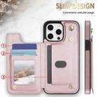 For iPhone 16 Pro Max Rhombic Dual Buckle Card Slots Phone Case with Lanyard(Rose Gold) - 2