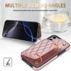 For iPhone 16 Pro Max Rhombic Dual Buckle Card Slots Phone Case with Lanyard(Rose Gold) - 3