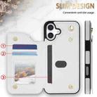 For iPhone 16 Plus Rhombic Dual Buckle Card Slots Phone Case with Lanyard(White) - 2