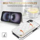 For iPhone 16 Plus Rhombic Dual Buckle Card Slots Phone Case with Lanyard(White) - 3