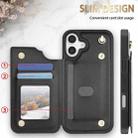 For iPhone 16 Plus Rhombic Dual Buckle Card Slots Phone Case with Lanyard(Black) - 2