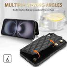 For iPhone 16 Plus Rhombic Dual Buckle Card Slots Phone Case with Lanyard(Black) - 3