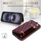 For iPhone 16 Plus Rhombic Dual Buckle Card Slots Phone Case with Lanyard(Wine Red) - 3