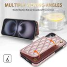 For iPhone 16 Plus Rhombic Dual Buckle Card Slots Phone Case with Lanyard(Rose Gold) - 3