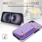 For iPhone 16 Plus Rhombic Dual Buckle Card Slots Phone Case with Lanyard(Purple) - 3