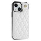 For iPhone 15 Plus Rhombic Dual Buckle Card Slots Phone Case with Lanyard(White) - 2