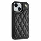 For iPhone 15 Plus Rhombic Dual Buckle Card Slots Phone Case with Lanyard(Black) - 2