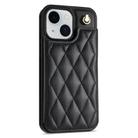 For iPhone 15 Rhombic Dual Buckle Card Slots Phone Case with Lanyard(Black) - 2