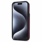 For iPhone 15 Rhombic Dual Buckle Card Slots Phone Case with Lanyard(Wine Red) - 3