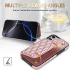 For iPhone 14 Pro Rhombic Dual Buckle Card Slots Phone Case with Lanyard(Rose Gold) - 3