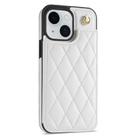 For iPhone 13 / 14 Rhombic Dual Buckle Card Slots Phone Case with Lanyard(White) - 2