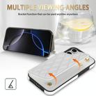 For iPhone 12 Pro Max Rhombic Dual Buckle Card Slots Phone Case with Lanyard(White) - 3