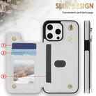 For iPhone 11 Pro Max Rhombic Dual Buckle Card Slots Phone Case with Lanyard(White) - 2