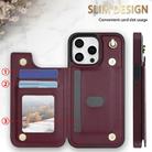 For iPhone 11 Pro Max Rhombic Dual Buckle Card Slots Phone Case with Lanyard(Wine Red) - 2