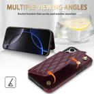 For iPhone 11 Pro Max Rhombic Dual Buckle Card Slots Phone Case with Lanyard(Wine Red) - 3