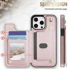 For iPhone 11 Pro Max Rhombic Dual Buckle Card Slots Phone Case with Lanyard(Rose Gold) - 2