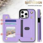 For iPhone 11 Pro Max Rhombic Dual Buckle Card Slots Phone Case with Lanyard(Purple) - 2