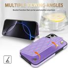 For iPhone 11 Pro Max Rhombic Dual Buckle Card Slots Phone Case with Lanyard(Purple) - 3