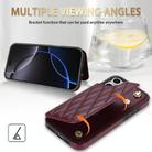 For iPhone 11 Pro Rhombic Dual Buckle Card Slots Phone Case with Lanyard(Wine Red) - 3