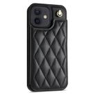 For iPhone 11 Rhombic Dual Buckle Card Slots Phone Case with Lanyard(Black) - 2