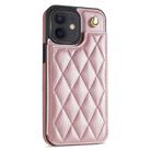 For iPhone 11 Rhombic Dual Buckle Card Slots Phone Case with Lanyard(Rose Gold) - 2