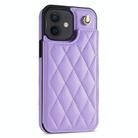 For iPhone 11 Rhombic Dual Buckle Card Slots Phone Case with Lanyard(Purple) - 2