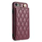 For iPhone SE 2022 / 2020 / 8 / 7 Rhombic Dual Buckle Card Slots Phone Case with Lanyard(Wine Red) - 2