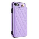 For iPhone SE 2022 / 2020 / 8 / 7 Rhombic Dual Buckle Card Slots Phone Case with Lanyard(Purple) - 2