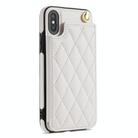 For iPhone X / XS Rhombic Dual Buckle Card Slots Phone Case with Lanyard(White) - 2